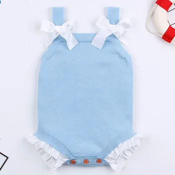 

Newborn Bodysuit Spring And Autumn Knitted Solid-Color Baby Jumpsuit Pure Cotton Baby Girl Romper