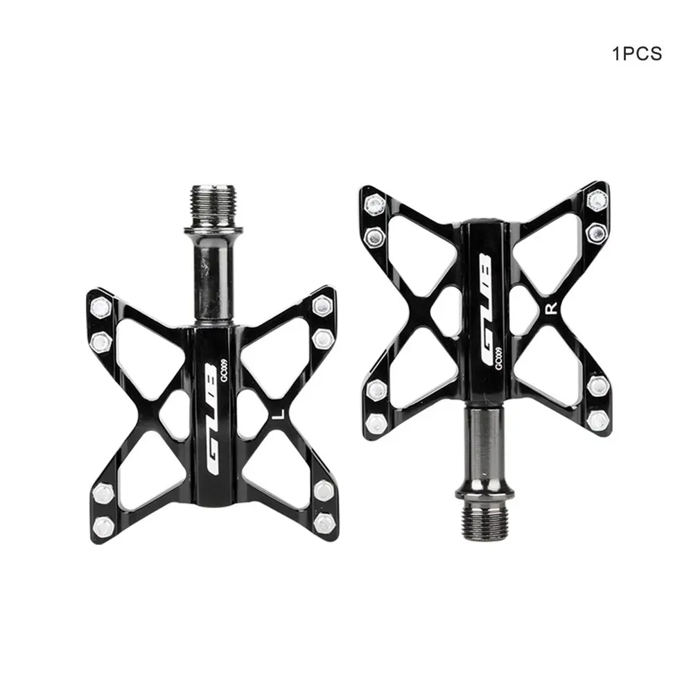 GUB GC009 Ultralight Pedals MTB BMX Mountain Pedals Bike Bicycle Cycling 3 Bearings Platform Pedals CNC AL6061+ Cr-Mo Axis 240g - Color: black