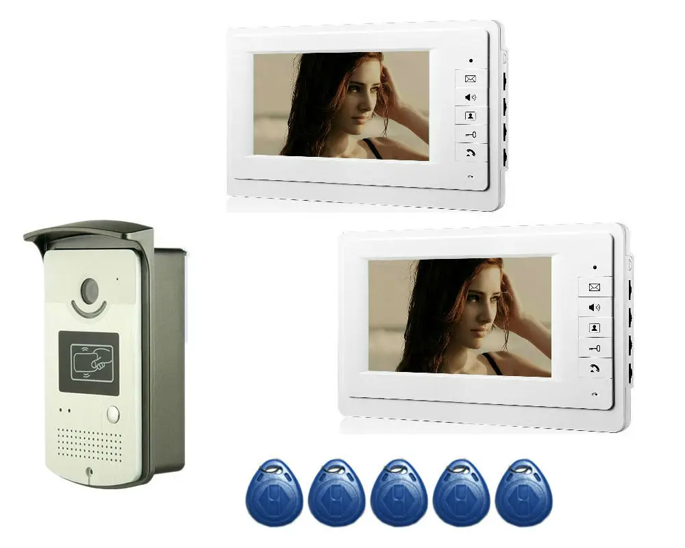 

RIFD Card Video Door Phone Intercom In Apartment 7 Inch LCD Video Door Intercom 1 Camera 2 Monitor Apartment House