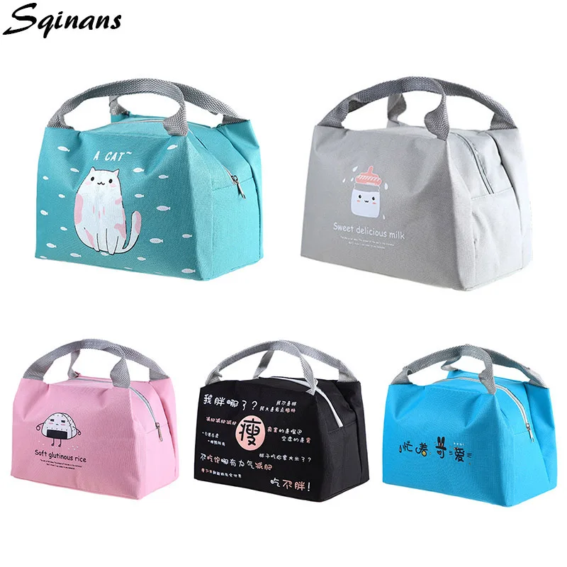 

Sqinans Portable Lunch Bag Thermal Insulated Lunch Box Tote Cooler Bag Bento Pouch Lunch Container Kitchen Food Storage Bag