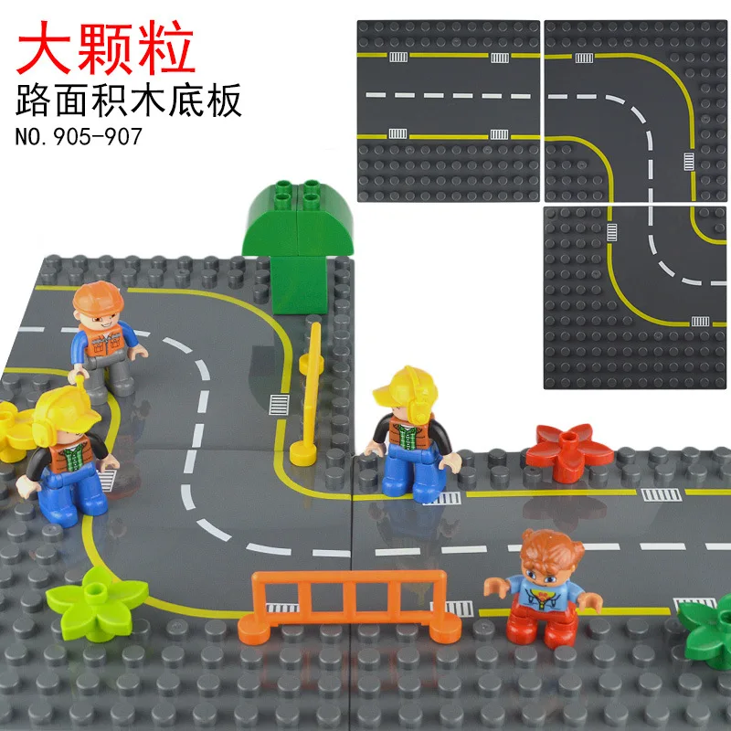 

City Road Street big Baseplate Straight Crossroad Curve T-Junction Building Blocks Parts for Big Size Bricks Duploes Base Plate