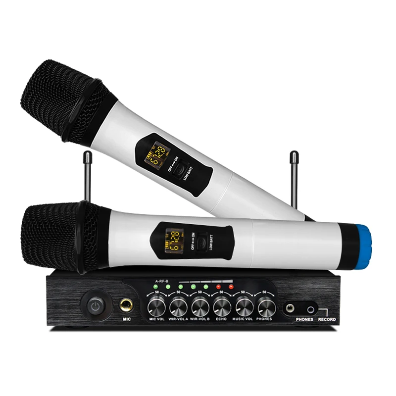  ABHU-Portable UHF Bluetooth Wireless microphone M6 with Adjustable Bass Reverb Mic for KTV Karaoka 