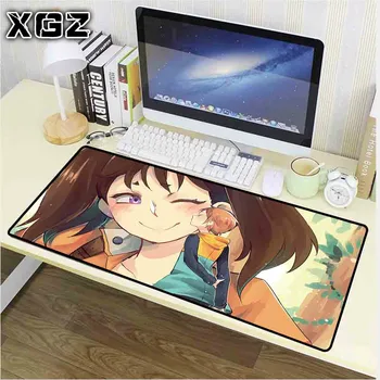 

XGZ Animation Mouse Pad Exquisite Black Seaming Mousepad Cute Beauty Office Computer Rubber Non-slip Desk Mat Mouse Pad 90x40