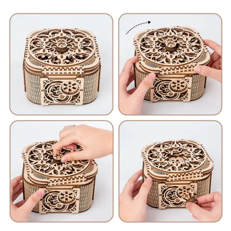 DIY 3D деревянные механические головоломки шкатулка модель строительные наборы детские подарки