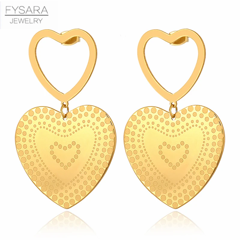FYSARA, простые серьги в форме сердца для женщин, массивные ювелирные изделия из нержавеющей стали, Oorbellen, круглые серьги в форме звезды, бижутерия