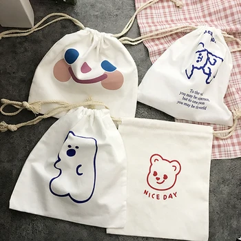 

Korean Travel Storage Bag Cute Cartoon Drawstring Storage Bag Packaging White High Quality Organizador Ropa Home Storage EB50SN