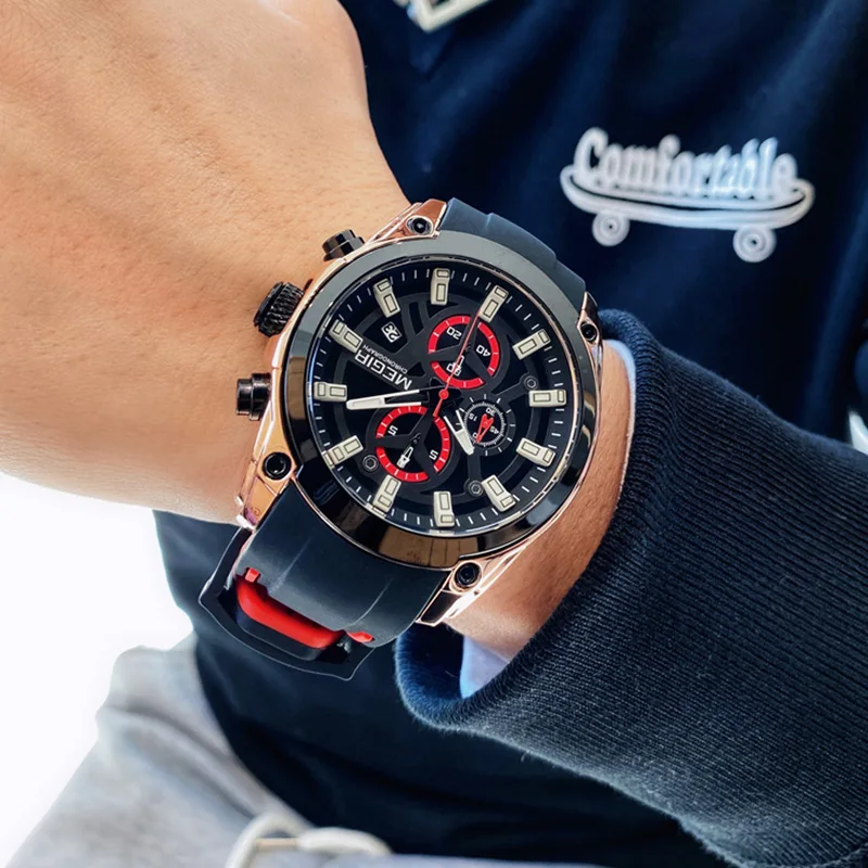 

2020 MEGIR New Waterproof Mens Watches Top Brand Luxury Silicone Watch Men Fashion Sport Quartz Wrist Watch Relogio Masculino