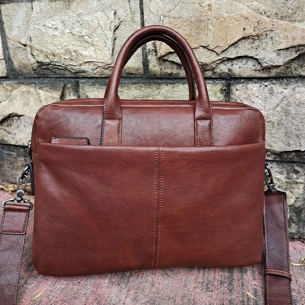 Briefcases 2021 Mens Leather Briefcase Business Casual Retro Laptop Bag