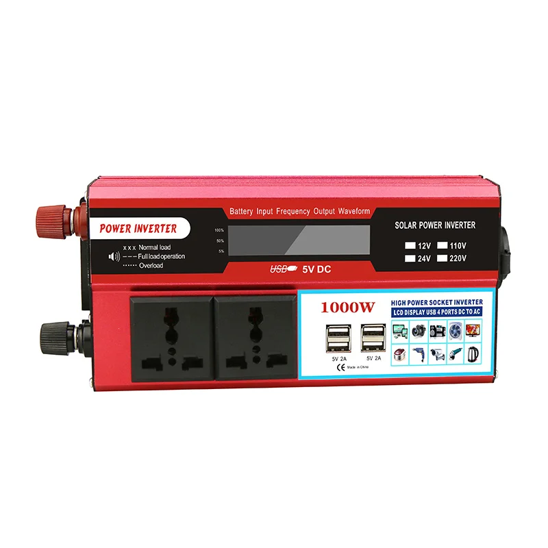 Портативный USB 12-220 В ЖК 4 порта 5 в постоянного тока инвертор мощности волновой