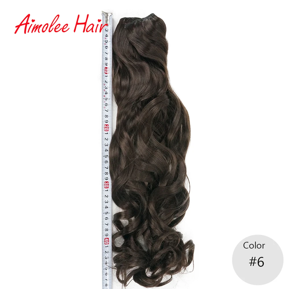 20" Long 5 pcs/set Wavy Black Brown Highlight Hair Extension Synthetic 11 Clips In On Hair Extensions Heat Resistant Hairpiece
