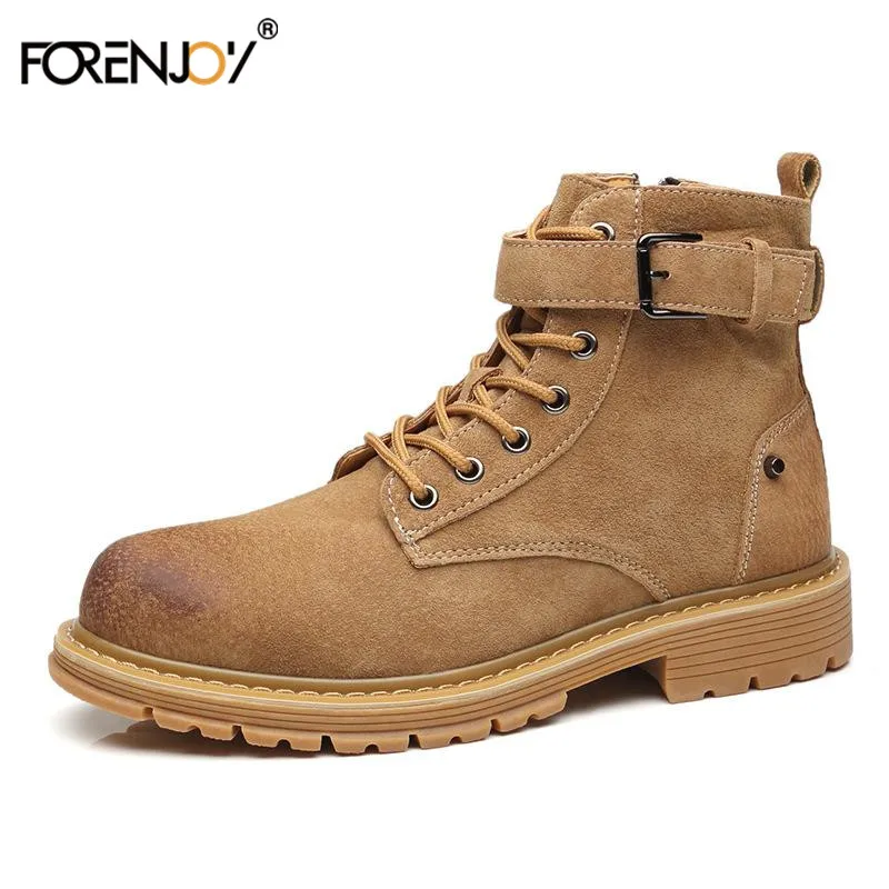 FORENJOY Snow Boots Men Winter Plush Warm Lace-Up Non-slip Male Ankle Fashion Waterproof Autumn Man Work Shoes | Обувь