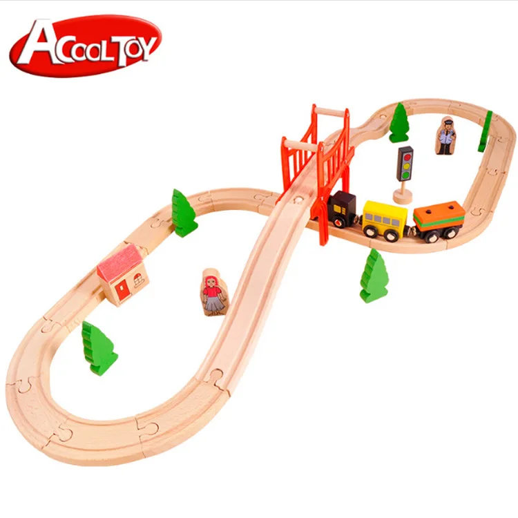 

Acool Hot Selling Children Wooden 37 Pieces Small 8-Word Track Train Assembled Toys Set