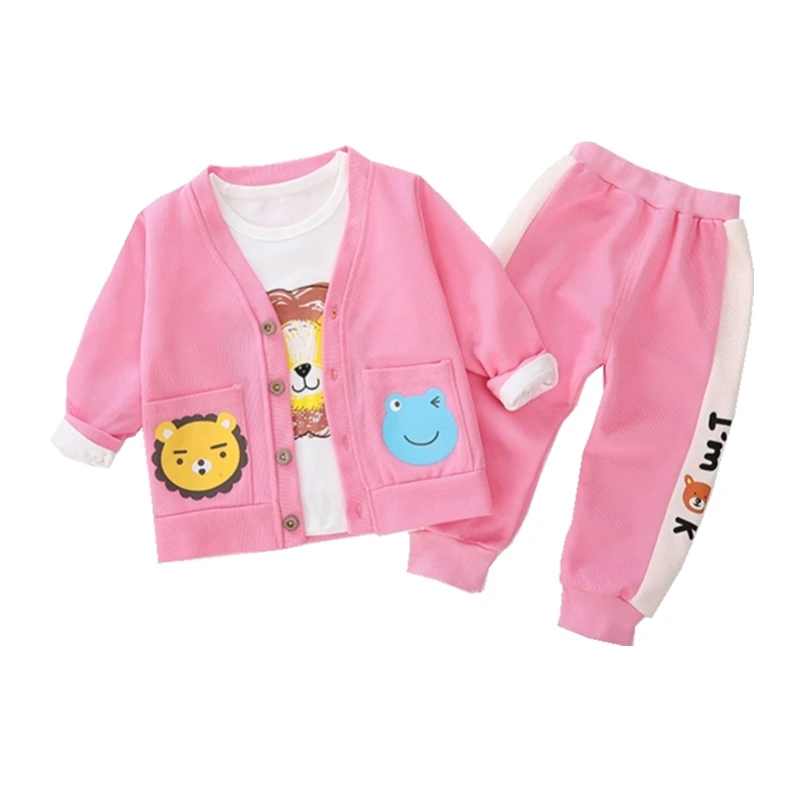 

New Children Spring Autumn Fashion Clothes Baby Boys Girls Cotton Jacket T Shirt Pants 3Pcs/sets Infant Costume Kids Sportswear