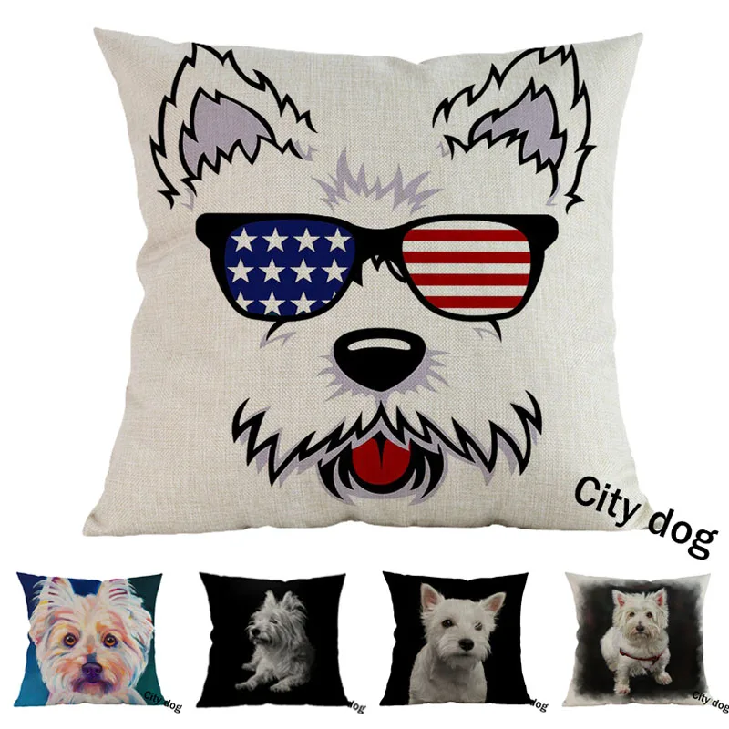 West Highland белый терьер Собака Картина фотографии диван наволочка современное