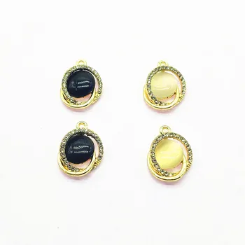 

New arrival! 19x14mm 50pcs Rhinestone/resin cat eye effect Oval charm for Earrings Making/DIY parts,Jewelry Finding & Component
