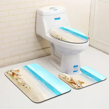 

3Pcs/set Bathroom Mat Set Anti-Slip Kitchen Bath Mat Carpet Bathroom Toliet Rug Washable Beach Style