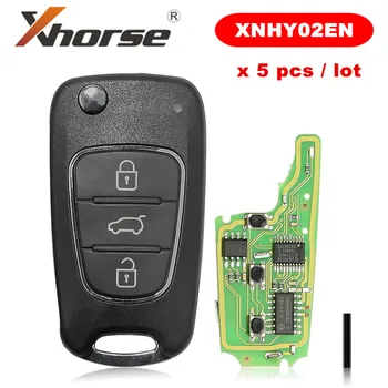 

XHORSE XNHY02EN Wireless Universal Remote Key for HYUNDAI Flip 3 Buttons for VVDI Key Tool English Version 5pcs/lot