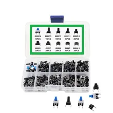 Kit de commutateur Micro tactile, 180 pièces, 10 types 6x6, Kit de boutons poussoirs, accessoires d'outils de bricolage, 6x6 touches tactiles ON/OFF