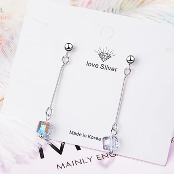 

Long Style Artificial Crystal Drop Earrings Square Star Long Style Earrings for Women Small Fresh Short Style Earrings Pendant