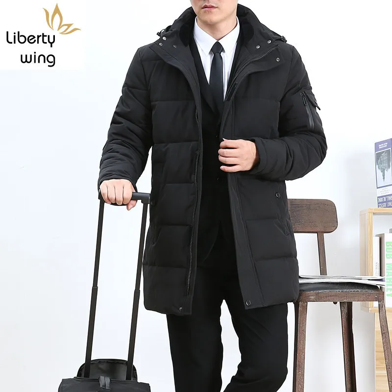 

Business Casual Winter Men Long Down Jacket Large Size L-6XL Thicken Warm Parkas Coats Hooded Windbreaker Manteau Homme Hiver