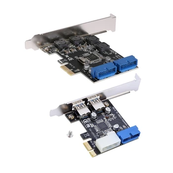 

2 Pcs Pci-E Expansion Card Adapter External 2 Port Usb 3.0 Hub Internal 19Pin Header Pci-E Card 4Pin Ide Power Connector, 12x6.9