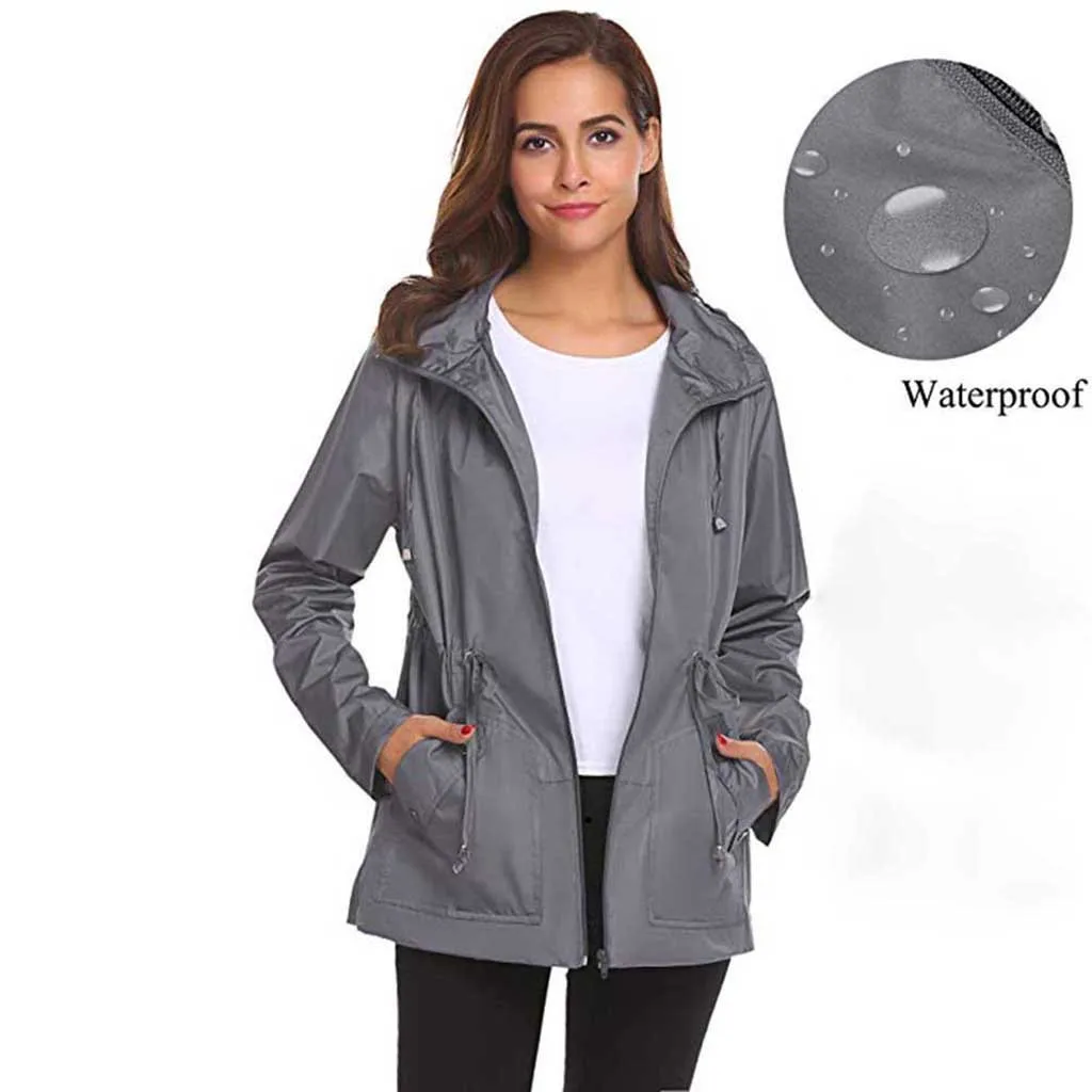 

Waterproof Jacket Women Autumn Winter Female Jacket Outside Waterproof Lightweight Raincoat Hooded Overcoat Rain Jacket mujer