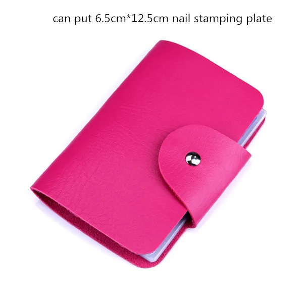 1pc Nail Stamping Plate Holder Case Round Square Rectangular 20 Slots Professional Manicure Nail Art Plate Organizer Bag - Color: red