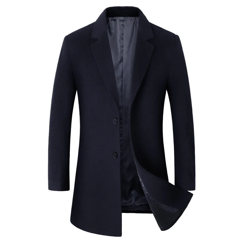 Брендовое зимнее мужское шерстяное пальто, мужское повседневное деловое пальто, мужская длинная куртка, пальто, брендовая одежда BG1818 - Цвет: NAVY