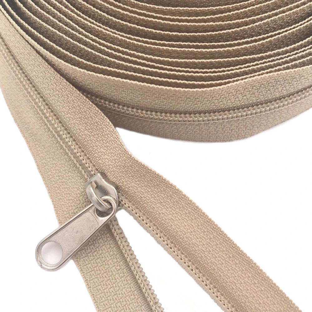 3 Bulk Nylon Coil Zippers with Zipper Sliders Beige Yard Zippers