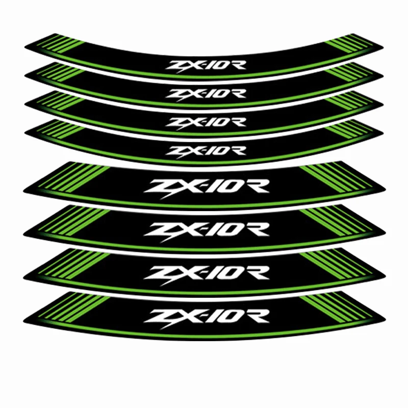 motorcycle sticker stripe model logo wheel stickers tires waterproof decals for KAWASAKI zx-10r zx10r a set of 8 pcs