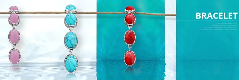 Oval Golden Sequins Stone Bracelet Flower Design Vintage Look Antique Silver Plated Fashion Jewelry For Woman TB351