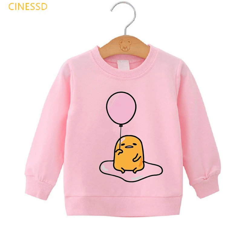 Harajuku Kawaii/толстовка с принтом ленивое яйцо Гудетама для детей Розовый пуловер