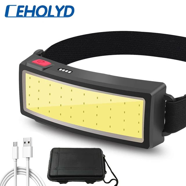 LED Headlamp Portable COB Headlight with Built-in Battery Flashlight USB Rechargeable Head Lamp Torch CEHOLYD 2021 New Style 1