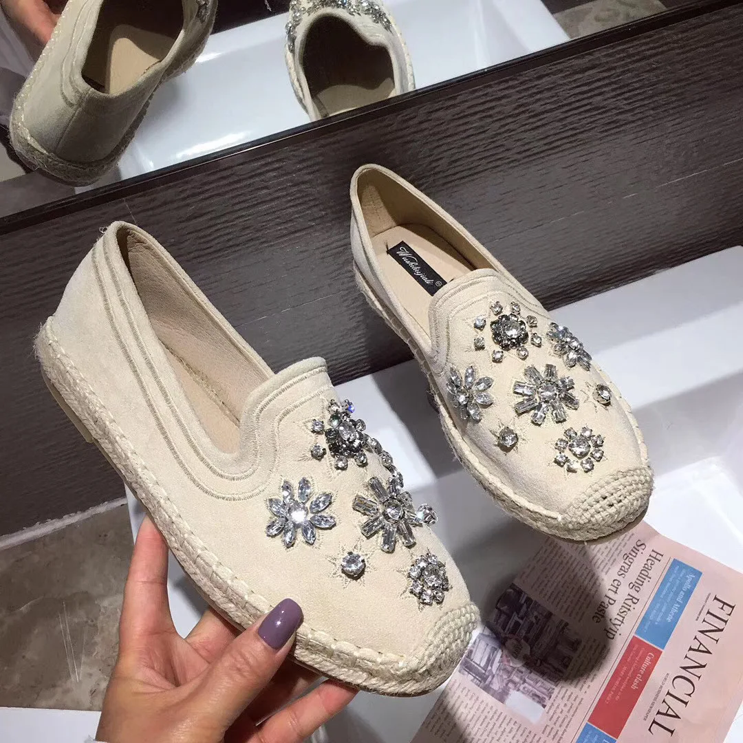 

Fisherman Shoes Women's 2019 Autumn New Style round-Toe Cloth Man-made Diamond Fashion Ornaments Versitile Fashion Slip-on Fishe