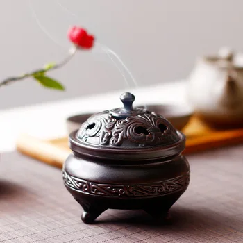

Retro Creative Ceramic Incense Burner Living Room Ceramic Sandalwood Incense Holder Buddhist Bruleur Bougie Home Decor BE50IN