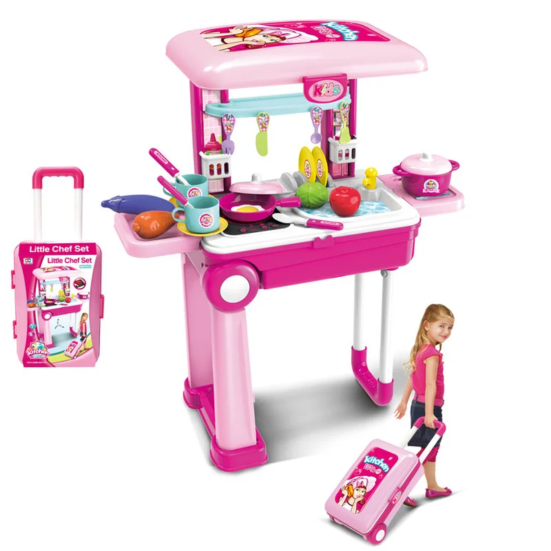 

Children's Toy Trolley Case Suitcase Kitchen Tool Medical Kit Cosmetic Case Trolley Case Toy Children's Real Play House Set Toy