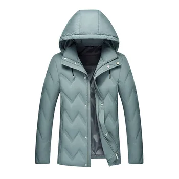 

Men's Down Jacket 2019 Winter Large Size Short Warm Comfortable Outerwear Solid Color Hooded White Duck Down Men's Coat JIA442