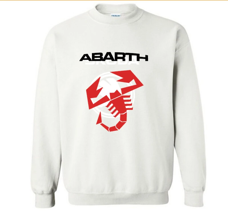 Новая мода хлопок мужские толстовки автомобиль ABARTH логотип печати флис o-образным вырезом пуловер толстовки в стиле хип-хоп Harajuku уличная мужская одежда - Цвет: Белый
