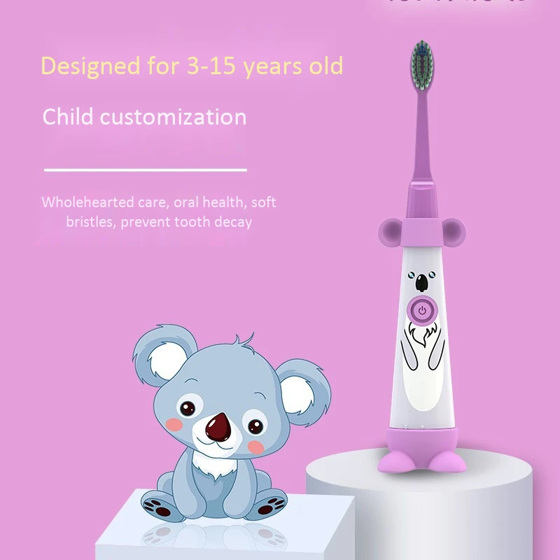 Kids Electric Toothbrush Cartoon Pattern Double-Sided Brush Electric Toothbrush for Kids with 2Pcs Replacement Head Kids Electric Toothbrush Cartoon Pattern Double-Sided Brush Electric Toothbrush for Kids with 2Pcs Replacement Head