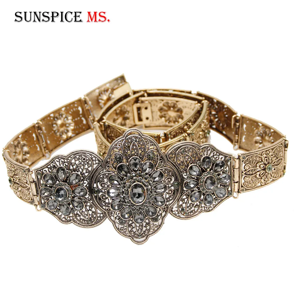SUNSPICEMS, Ретро стиль, золотой цвет, кафтан, пояс для женщин, Европа, кристалл, цепочка на талию, свадебный пояс, ювелирное изделие, золото, серебро, металлическая пряжка