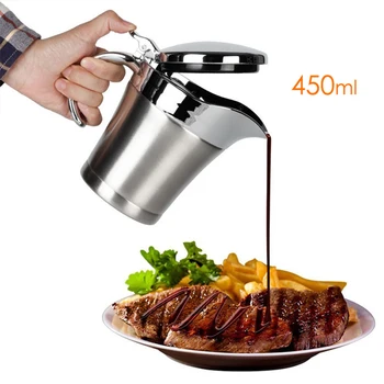

450ml Stainless steel container boats pot double-layer insulation fruit juice dispenser steak juice sauce thermal thermo jug
