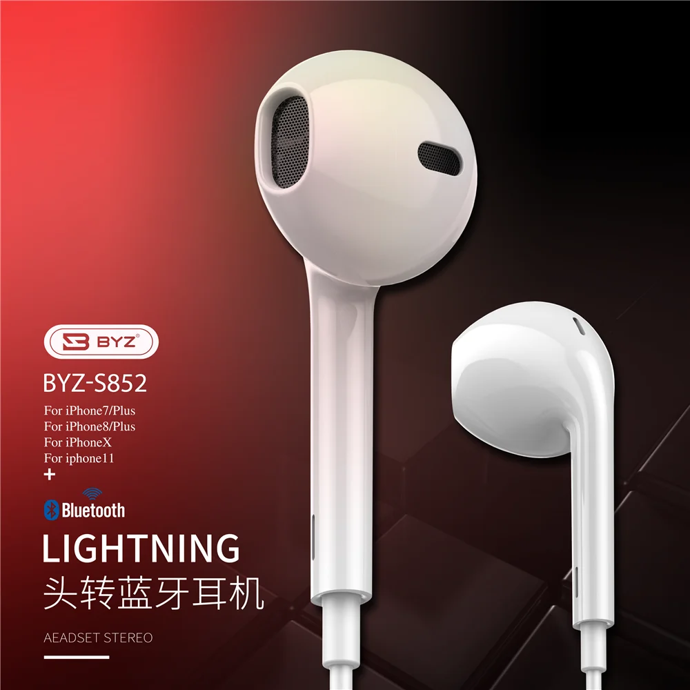 

B-852 iPhone Wired Bluetooth Earphones for 3.5mm Tpye-C Lightning Fone De Ouvido Bluetooth Audifonos Bluetooth Inalambrico