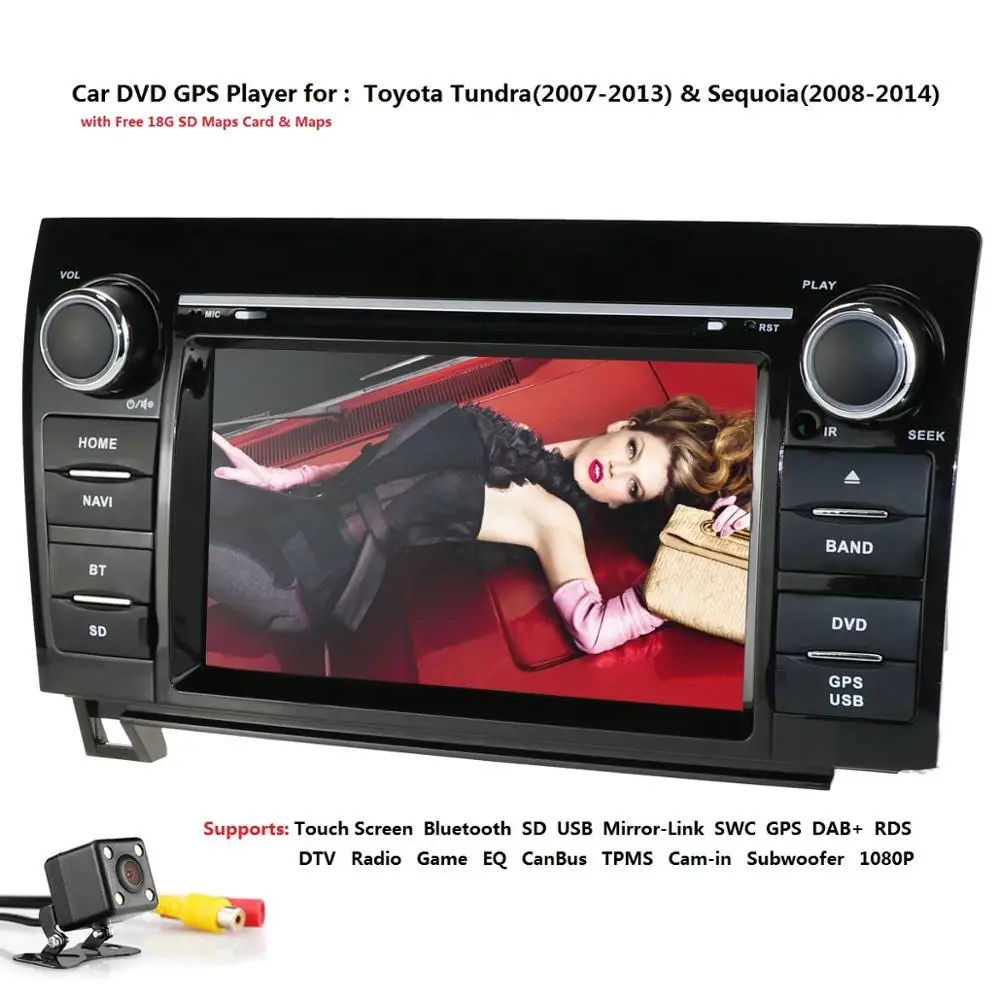 Perfect forToyota Tundra2007-13 In Dash GPS Navigation DVD Car Stereo Bluetooth MP3 Radio RDS AM/FM 3G SWC IPOD CANBUS SD USB BT CAM MAP 1