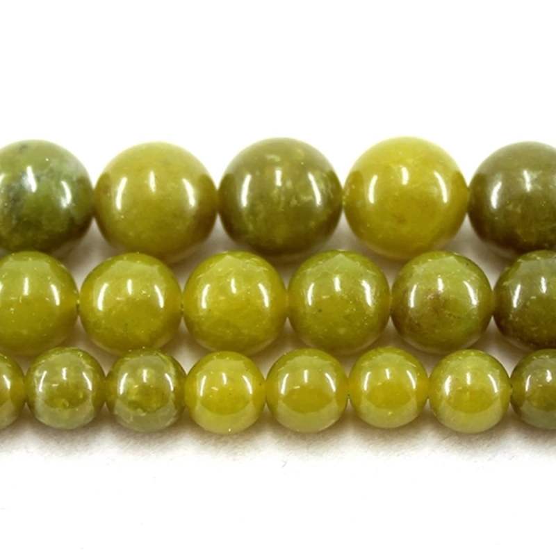 

Natural Stone Olive Jade Round Loose Beads Strand 6/8/10MM 15Inch For Jewelry DIY Making Necklace Bracelet