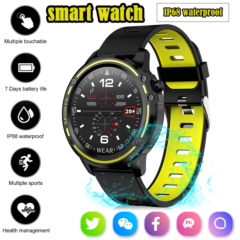 

L8 Smart Watch Blood Oxygen Blood Pressure Heart-Rate Monitor Bluetooth 4.0 Wristband IP68 Call Message Reminder Sports Watch