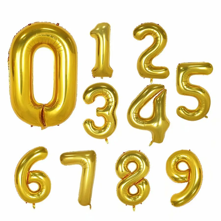 40-inch Lettered with Numbers Aluminum Film Balloon Large Size American Style with Numbers Balloon Aluminum Film Balloon Birthda