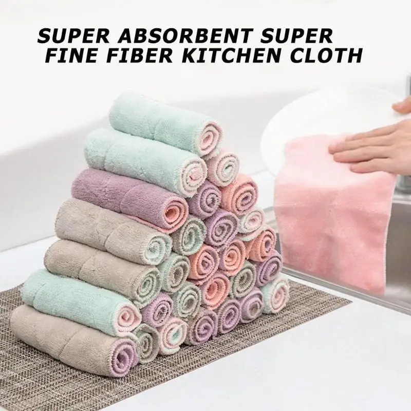 Household Super Absorbent Cleaning Rag Microfiber Towel Dishcloth High-efficiency tableware Cleaning Towel kitchen tools gadgets