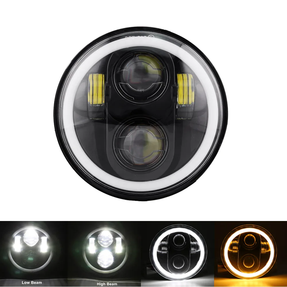 40w with DRL black Стиль хромированный 5,75 дюймов светодиодный фонарь 5 3/" светодиодный DRL 50 Вт мотоциклетные фары для Sportster 883 XL883 FXCW - Цвет: 40w with DRL black