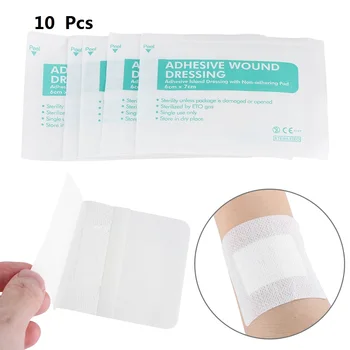 

10 pcs Large Size Hypoallergenic Non-woven Adhesive Wound Dressing Band aid Bandage Large Wound First Aid 6cm*7cm
