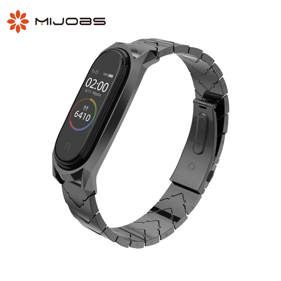 Металлический браслет Mijobs Mi Band 4 из нержавеющей стали для Xiaomi 3 Miband аксессуары